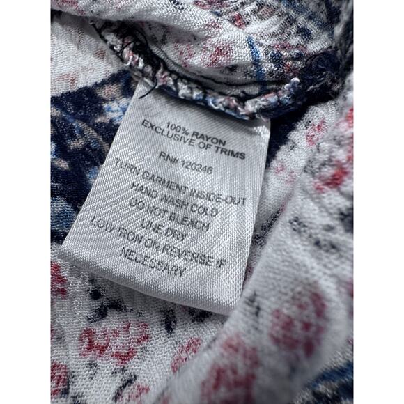 Wallflower Women's Stripe Floral Tank Blouse L Round Neck Sleeveless Lace Trim - Picture 4 of 7